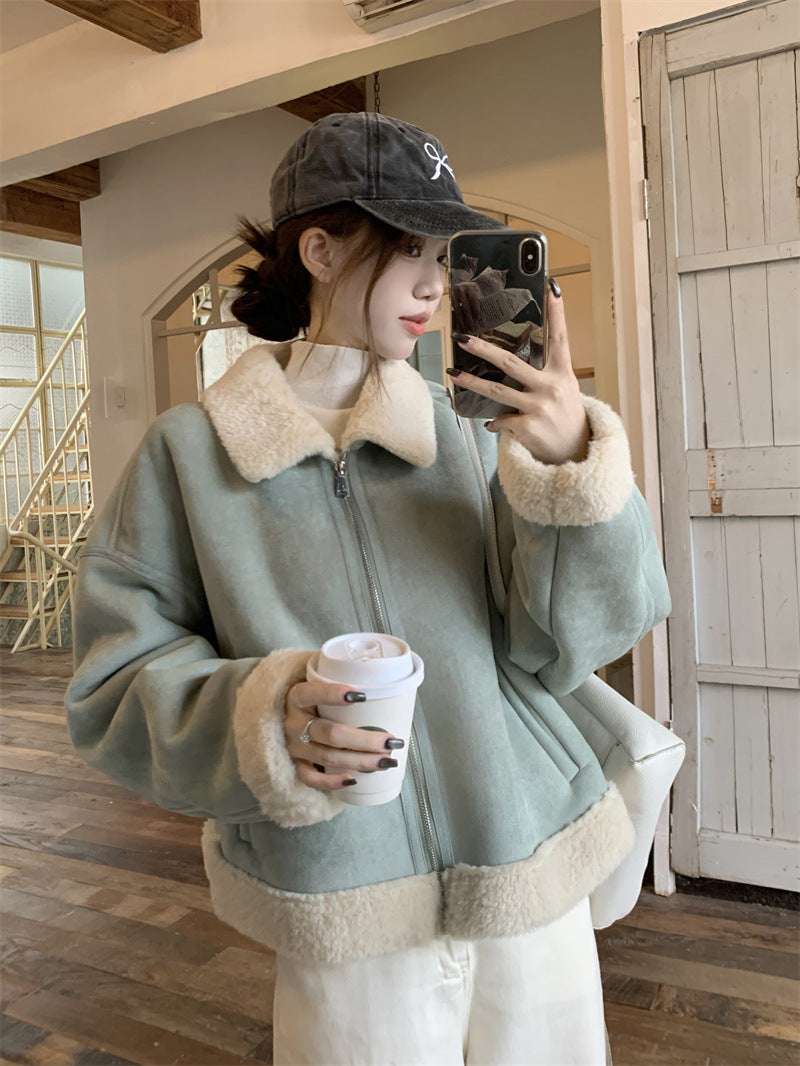 Korean-Style Lamb Wool Fur Coat: Cozy & Chic Winter Fashion