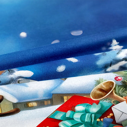 Piece Christmas Bedding Set – Digital Print Featuring Santa Claus, Christmas Tree & Snowman