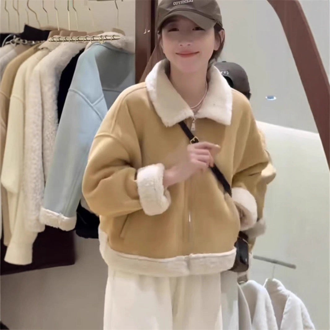Korean-Style Lamb Wool Fur Coat: Cozy & Chic Winter Fashion