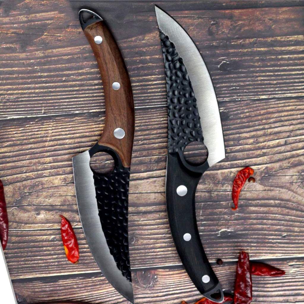 Professional Knife Set | 5CrMoV15 Steel Boning & Forged Curved Knives with Leather Cover