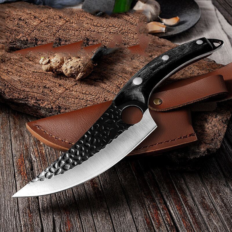 Professional Knife Set | 5CrMoV15 Steel Boning & Forged Curved Knives with Leather Cover