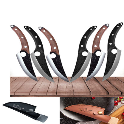Professional Knife Set | 5CrMoV15 Steel Boning & Forged Curved Knives with Leather Cover