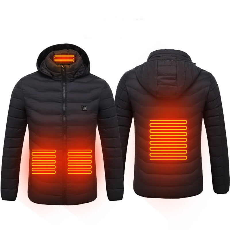 Heated Jacket with Removable Hood | 3-Temp Toray Carbon Fiber, Wind & Water-Resistant (S–6XL)