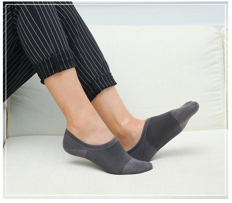 Summer Men's Bamboo Fiber Mesh Invisible Boat Socks – Ultra Breathable & Moisture-Wicking
