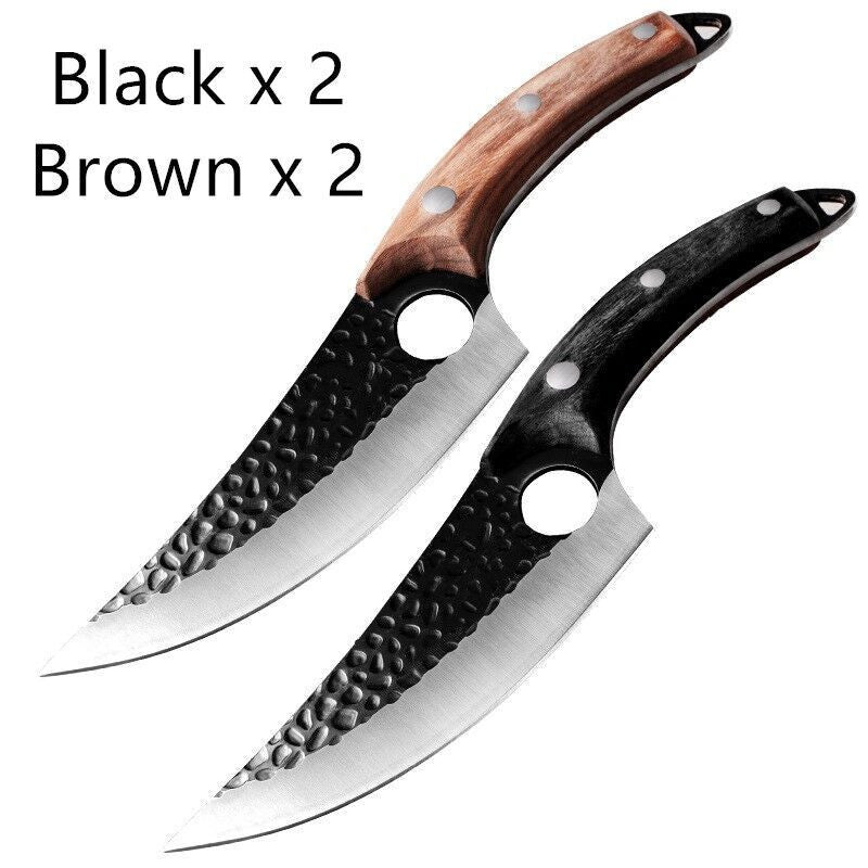 Professional Knife Set | 5CrMoV15 Steel Boning & Forged Curved Knives with Leather Cover