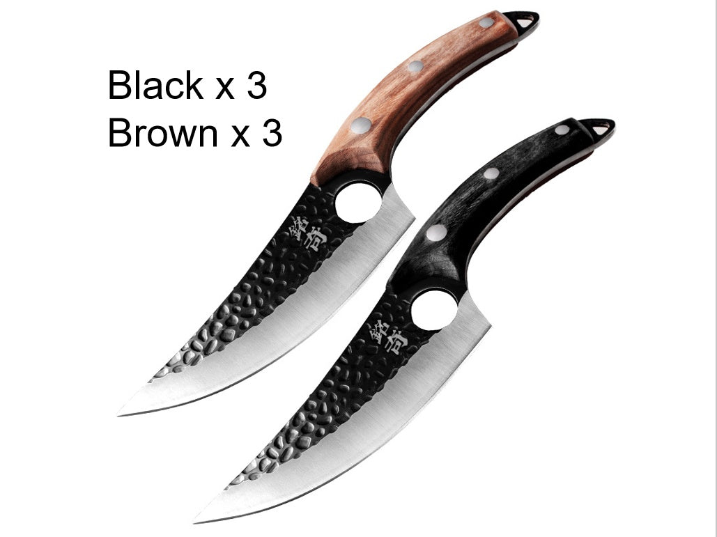 Professional Knife Set | 5CrMoV15 Steel Boning & Forged Curved Knives with Leather Cover