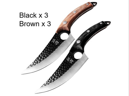 Professional Knife Set | 5CrMoV15 Steel Boning & Forged Curved Knives with Leather Cover
