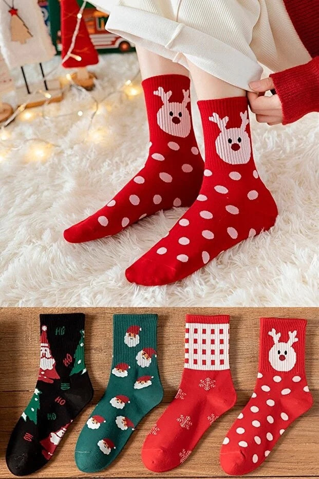 4-Pack Unisex Christmas Socks – Soft, Warm & Cozy Winter Daily Wear
