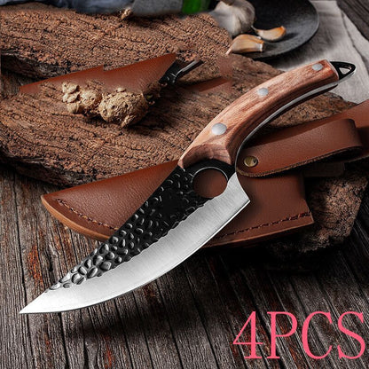 Professional Knife Set | 5CrMoV15 Steel Boning & Forged Curved Knives with Leather Cover
