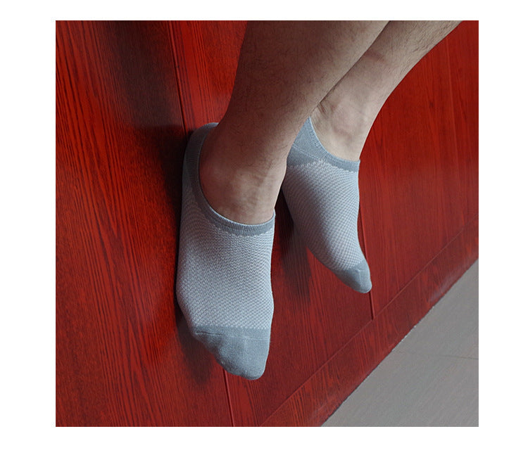 Summer Men's Bamboo Fiber Mesh Invisible Boat Socks – Ultra Breathable & Moisture-Wicking