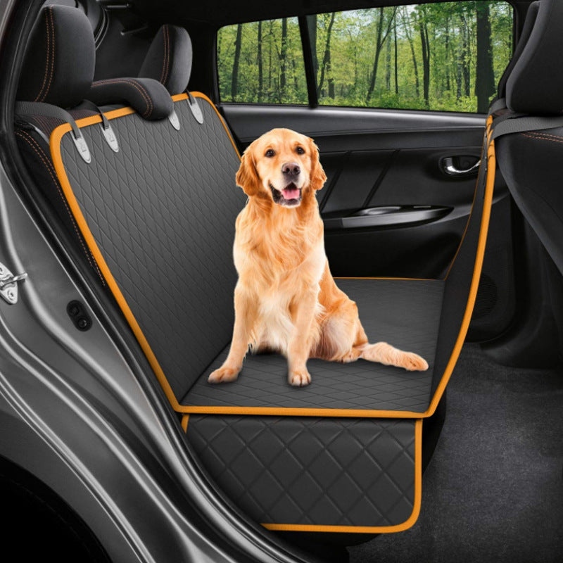 Dog Car Seat Cover with View Mesh Pet Carrier Hammock – Rear Back Seat Protector Mat with Zipper & Storage Pocket