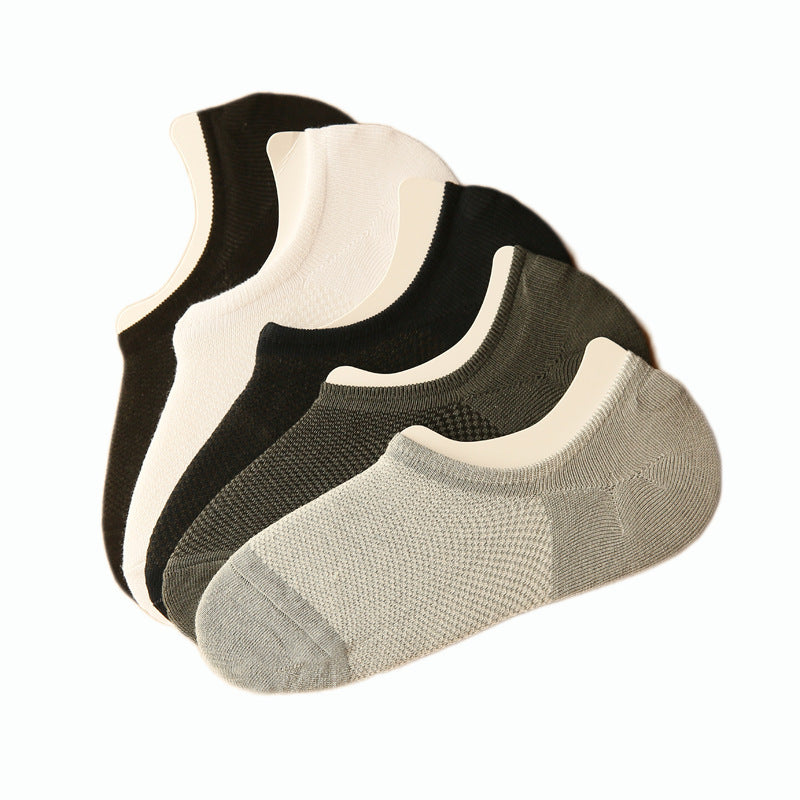 Summer Men's Bamboo Fiber Mesh Invisible Boat Socks – Ultra Breathable & Moisture-Wicking