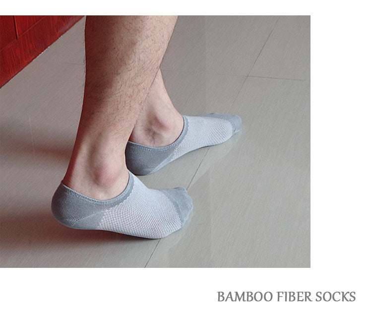 Summer Men's Bamboo Fiber Mesh Invisible Boat Socks – Ultra Breathable & Moisture-Wicking