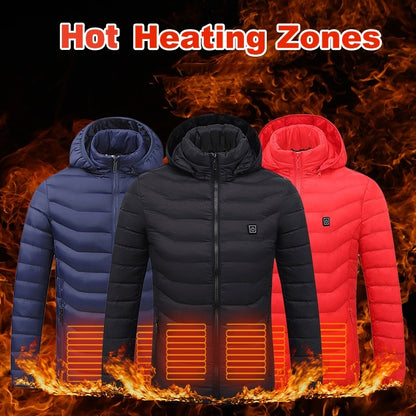 Heated Jacket with Removable Hood | 3-Temp Toray Carbon Fiber, Wind & Water-Resistant (S–6XL)