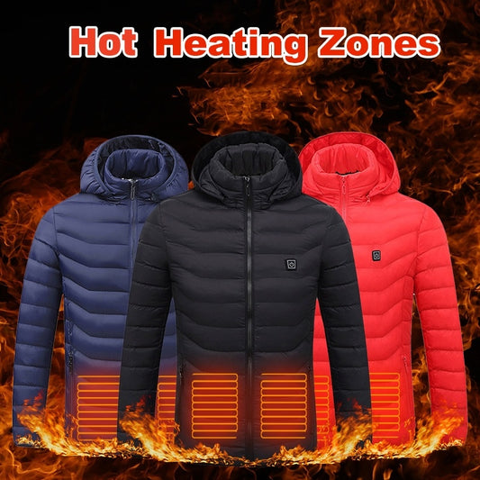 Heated Jacket with Removable Hood | 3-Temp Toray Carbon Fiber, Wind & Water-Resistant (S–6XL)