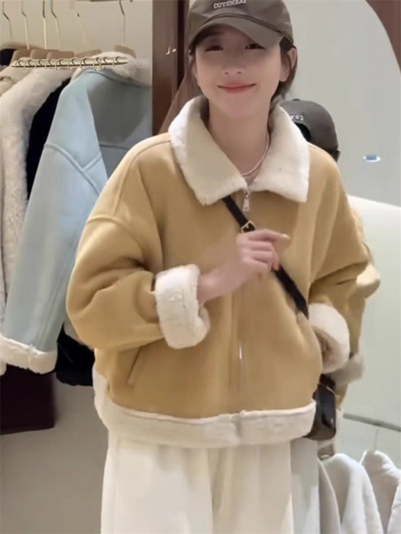 Korean-Style Lamb Wool Fur Coat: Cozy & Chic Winter Fashion