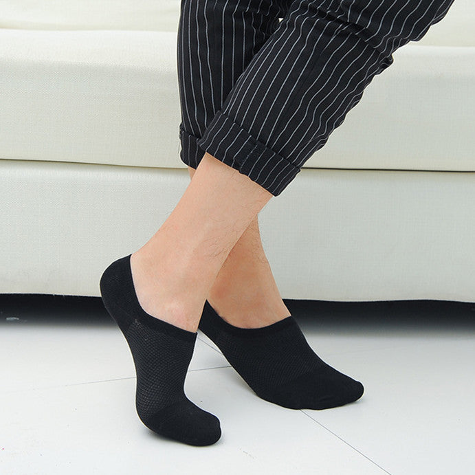 Summer Men's Bamboo Fiber Mesh Invisible Boat Socks – Ultra Breathable & Moisture-Wicking