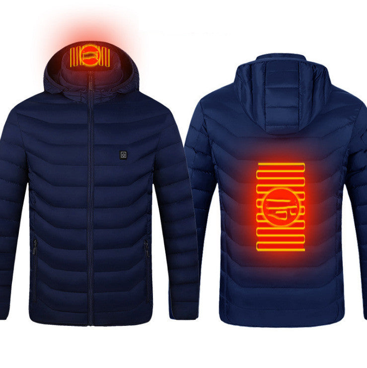 Heated Jacket with Removable Hood | 3-Temp Toray Carbon Fiber, Wind & Water-Resistant (S–6XL)