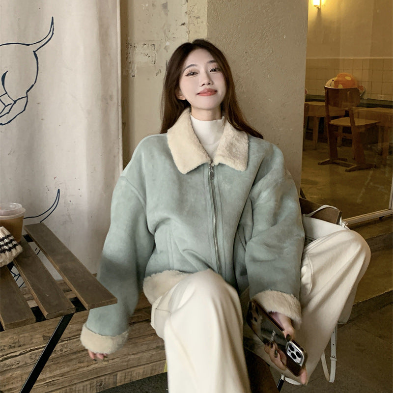 Korean-Style Lamb Wool Fur Coat: Cozy & Chic Winter Fashion