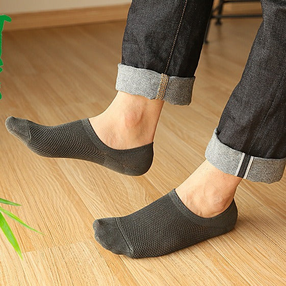 Summer Men's Bamboo Fiber Mesh Invisible Boat Socks – Ultra Breathable & Moisture-Wicking