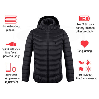 Heated Jacket with Removable Hood | 3-Temp Toray Carbon Fiber, Wind & Water-Resistant (S–6XL)