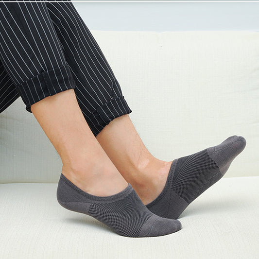 Summer Men's Bamboo Fiber Mesh Invisible Boat Socks – Ultra Breathable & Moisture-Wicking