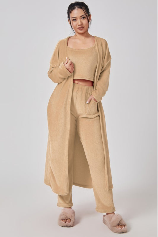 Cozy 3-Piece Lounge Set for Women | Warm Pajama & Matching Pant Set