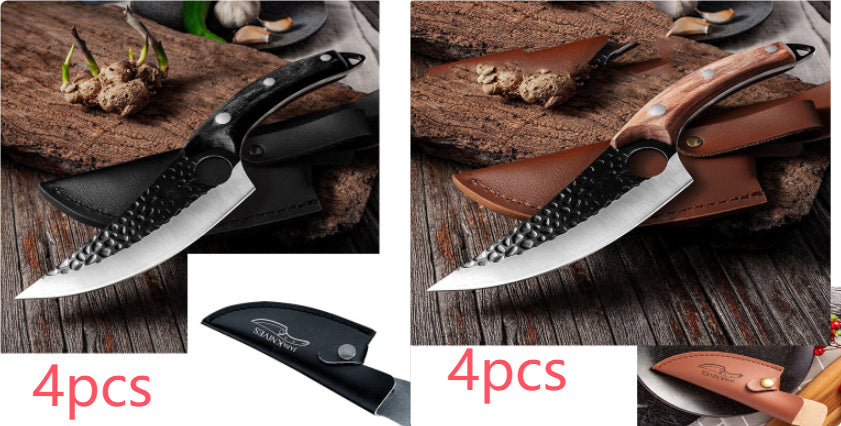 Professional Knife Set | 5CrMoV15 Steel Boning & Forged Curved Knives with Leather Cover