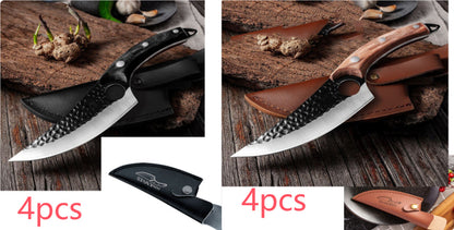 Professional Knife Set | 5CrMoV15 Steel Boning & Forged Curved Knives with Leather Cover
