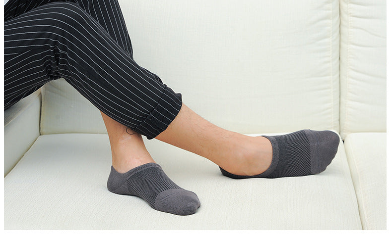 Summer Men's Bamboo Fiber Mesh Invisible Boat Socks – Ultra Breathable & Moisture-Wicking