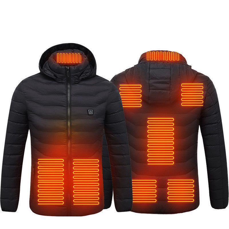Heated Jacket with Removable Hood | 3-Temp Toray Carbon Fiber, Wind & Water-Resistant (S–6XL)
