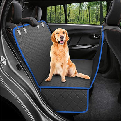 Dog Car Seat Cover with View Mesh Pet Carrier Hammock – Rear Back Seat Protector Mat with Zipper & Storage Pocket