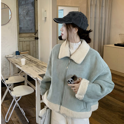 Korean-Style Lamb Wool Fur Coat: Cozy & Chic Winter Fashion
